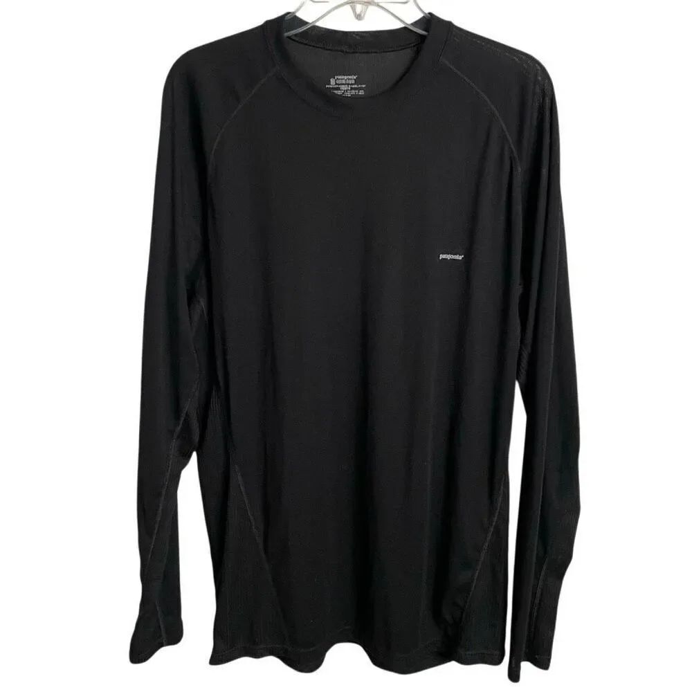 Patagonia Mens Performance Baselayer Capilene XL Black Long Sleeve Athletic Hike